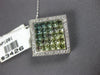 3.06CT DIAMOND AAA BLUISH-GREEN SAPPHIRE 14KT WHITE GOLD PRINCESS SQUARE PENDANT