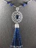 5.15CT DIAMOND & AAA SAPPHIRE 18K WHITE GOLD FILIGREE LARIAT FLOATING NECKLACE