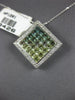 3.06CT DIAMOND AAA BLUISH-GREEN SAPPHIRE 14KT WHITE GOLD PRINCESS SQUARE PENDANT