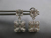 2.41CT DIAMOND 18K WHITE GOLD ROUND & BAGUETTE INVISIBLE SQUARE HANGING EARRINGS