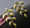 LARGE .06CT DIAMOND 14KT YELLOW GOLD MULTI LEAF BRANCH CLIP ON HANGING EARRINGS