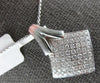 ESTATE LARGE .94CT DIAMOND 14KT WHITE GOLD 3D CLASSIC SQUARE FLOATING PENDANT