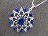 LARGE 16CT DIAMOND & AAA SAPPHIRE 14KT WHITE GOLD 3D FLOWER BY THE YARD NECKLACE