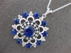 LARGE 16CT DIAMOND & AAA SAPPHIRE 14KT WHITE GOLD 3D FLOWER BY THE YARD NECKLACE