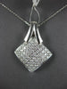 ESTATE LARGE .94CT DIAMOND 14KT WHITE GOLD 3D CLASSIC SQUARE FLOATING PENDANT