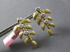 LARGE .06CT DIAMOND 14KT YELLOW GOLD MULTI LEAF BRANCH CLIP ON HANGING EARRINGS