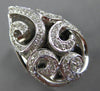 LARGE .40CT DIAMOND 14KT WHITE GOLD OPEN FILIGREE PEAR SHAPE MULT SWIRL FUN RING