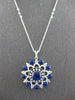 LARGE 16CT DIAMOND & AAA SAPPHIRE 14KT WHITE GOLD 3D FLOWER BY THE YARD NECKLACE