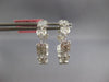 LARGE 3.36CT DIAMOND 18K WHITE GOLD SQUARE & HEART SHAPE HOOP HANGING EARRINGS