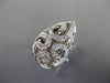 LARGE .40CT DIAMOND 14KT WHITE GOLD OPEN FILIGREE PEAR SHAPE MULT SWIRL FUN RING