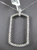 ESTATE LARGE 1.26CT DIAMOND 18K WHITE GOLD CLASSIC OPEN DOG TAG FLOATING PENDANT