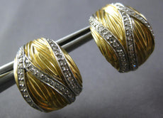 WIDE .52CT DIAMOND 14KT WHITE & YELLOW GOLD MULTI LEAF CLASSIC CLIP ON EARRINGS