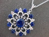 LARGE 16CT DIAMOND & AAA SAPPHIRE 14KT WHITE GOLD 3D FLOWER BY THE YARD NECKLACE