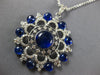 LARGE 16CT DIAMOND & AAA SAPPHIRE 14KT WHITE GOLD 3D FLOWER BY THE YARD NECKLACE