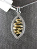 ESTATE .29CT DIAMOND 14KT WHITE & YELLOW GOLD CLASSIC LEAF FUN FLOATING PENDANT