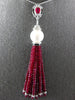 LONG 3CT DIAMOND AAA MULTI GEM & SOUTH SEA PEARL 18KT WHITE GOLD LARIAT NECKLACE