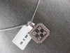 LARGE .40CT DIAMOND 14KT WHITE GOLD ETOILE SQUARE OCTAGON FUN FLOATING PENDANT