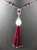 LONG 3CT DIAMOND AAA MULTI GEM & SOUTH SEA PEARL 18KT WHITE GOLD LARIAT NECKLACE