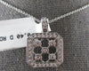 LARGE .40CT DIAMOND 14KT WHITE GOLD ETOILE SQUARE OCTAGON FUN FLOATING PENDANT