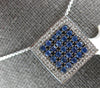 LARGE .83CT DIAMOND & AAA SAPPHIRE 14KT WHITE GOLD PAVE SQAURE FLOATING PENDANT