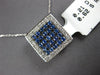 LARGE .83CT DIAMOND & AAA SAPPHIRE 14KT WHITE GOLD PAVE SQAURE FLOATING PENDANT