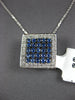 LARGE .83CT DIAMOND & AAA SAPPHIRE 14KT WHITE GOLD PAVE SQAURE FLOATING PENDANT