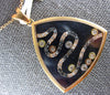 LARGE .62CT WHITE & BLACK DIAMOND 18KT ROSE GOLD TRIANGULAR FUN FLOATING PENDANT