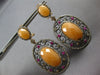 30.46CT MOCHA DIAMOND PINK SAPPHIRE & ORANGE AGATE 14K ROSE BLACK GOLD EARRINGS