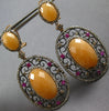 30.46CT MOCHA DIAMOND PINK SAPPHIRE & ORANGE AGATE 14K ROSE BLACK GOLD EARRINGS