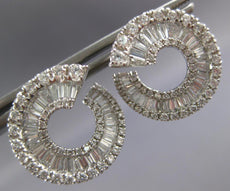 2.41CT DIAMOND 18KT WHITE GOLD 3D CIRCULAR SIDEWAYS HOOP BALLERINA STUD EARRINGS