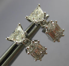 .92CT DIAMOND 18KT WHITE GOLD 3D KITE CUT & BAGUETTE INVISIBLE HANGING EARRINGS