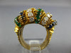 LARGE 1.2CT DIAMOND SAPPHIRE & EMERALD 18KT YELLOW GOLD 3D MULTI ROW WAVE RING