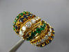 LARGE 1.2CT DIAMOND SAPPHIRE & EMERALD 18KT YELLOW GOLD 3D MULTI ROW WAVE RING