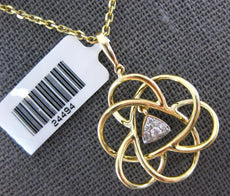 ESTATE .07CT DIAMOND 14KT YELLOW GOLD 3D CLASSIC STAR FLOWER LOVE PENDANT