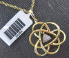 ESTATE .07CT DIAMOND 14KT YELLOW GOLD 3D CLASSIC STAR FLOWER LOVE PENDANT