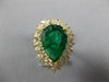 EXTRA LARGE 5.5CT DIAMOND & AAA EMERALD 18KT YELLOW GOLD PEAR SHAPE & ROUND RING