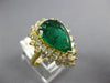 EXTRA LARGE 5.5CT DIAMOND & AAA EMERALD 18KT YELLOW GOLD PEAR SHAPE & ROUND RING
