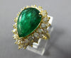 EXTRA LARGE 5.5CT DIAMOND & AAA EMERALD 18KT YELLOW GOLD PEAR SHAPE & ROUND RING