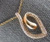 ESTATE .52CT DIAMOND 14KT ROSE GOLD 3D CLASSIC LEAF FLOATING PENDANT