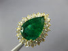 EXTRA LARGE 5.5CT DIAMOND & AAA EMERALD 18KT YELLOW GOLD PEAR SHAPE & ROUND RING