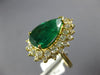 EXTRA LARGE 5.5CT DIAMOND & AAA EMERALD 18KT YELLOW GOLD PEAR SHAPE & ROUND RING