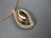 ESTATE .52CT DIAMOND 14KT ROSE GOLD 3D CLASSIC LEAF FLOATING PENDANT