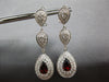 ESTATE LARGE 4.3CT DIAMOND & AAA GARNET 14K WHITE GOLD CLIP ON HANGING EARRINGS