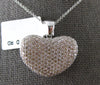 ESTATE LARGE 2.70CT DIAMOND 14KT WHITE GOLD CLASSIC HEART LOVE FLOATING PENDANT