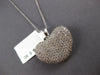 ESTATE LARGE 2.70CT DIAMOND 14KT WHITE GOLD CLASSIC HEART LOVE FLOATING PENDANT