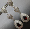 ESTATE LARGE 4.3CT DIAMOND & AAA GARNET 14K WHITE GOLD CLIP ON HANGING EARRINGS