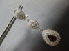 ESTATE LARGE 4.3CT DIAMOND & AAA GARNET 14K WHITE GOLD CLIP ON HANGING EARRINGS