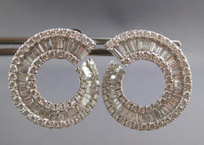 4.28CT DIAMOND 18KT WHITE GOLD 3D CIRCULAR SIDEWAYS HOOP BALLERINA STUD EARRINGS