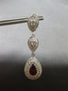 ESTATE LARGE 4.3CT DIAMOND & AAA GARNET 14K WHITE GOLD CLIP ON HANGING EARRINGS