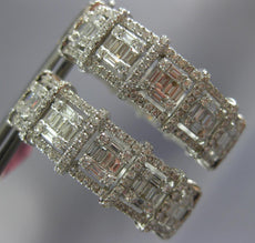 EXTRA LARGE 7.41CT DIAMOND 18KT WHITE GOLD 3D MULTI SQUARE HOOP HANGING EARRINGS